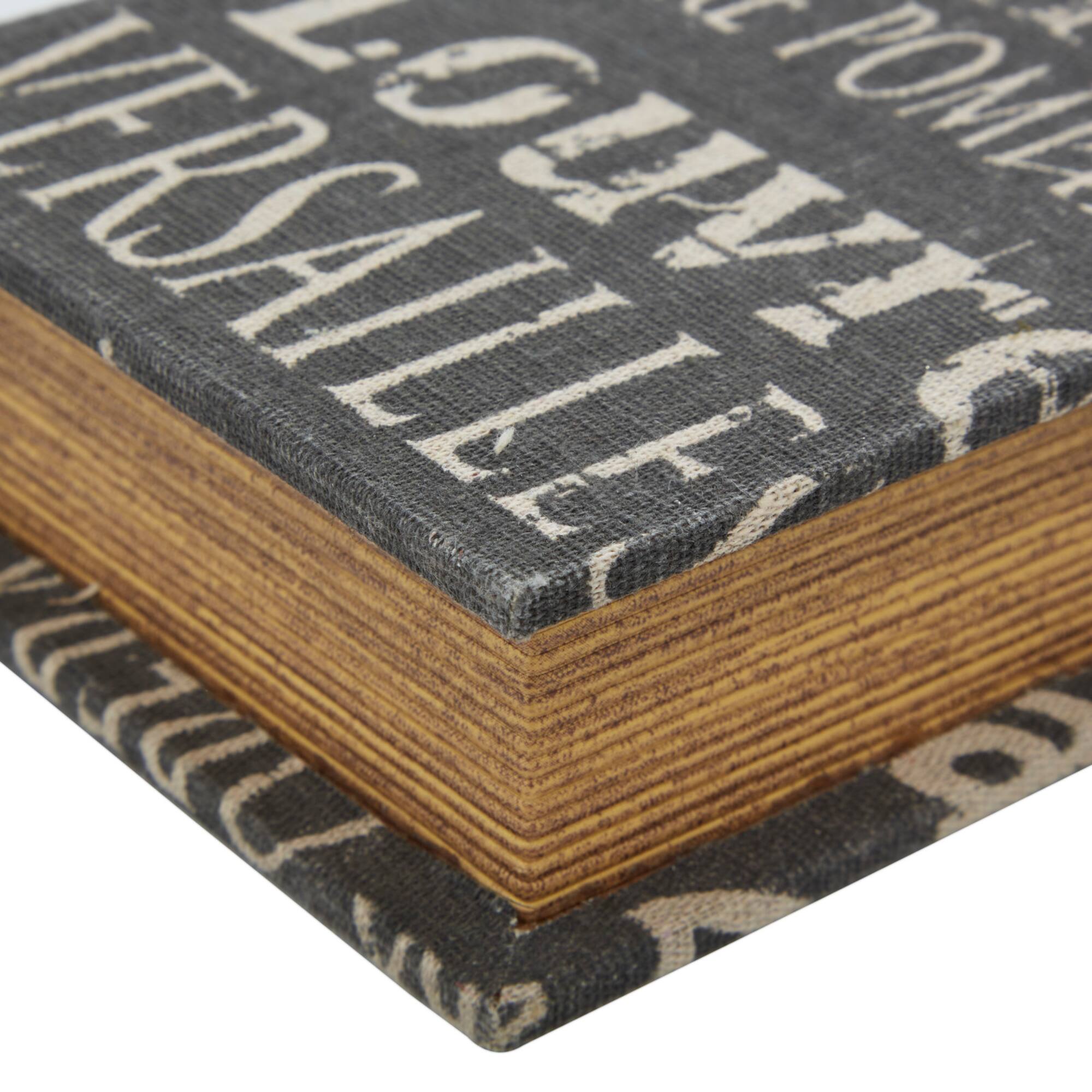 Black French Themed Typography Wood Traditional Box Set